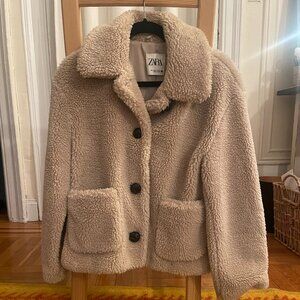 Zara Teddy Peacoat Size Small